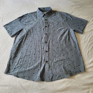Katin Short Sleeve Button Down Shirt Size Medium Blue Woven Geometric Pattern